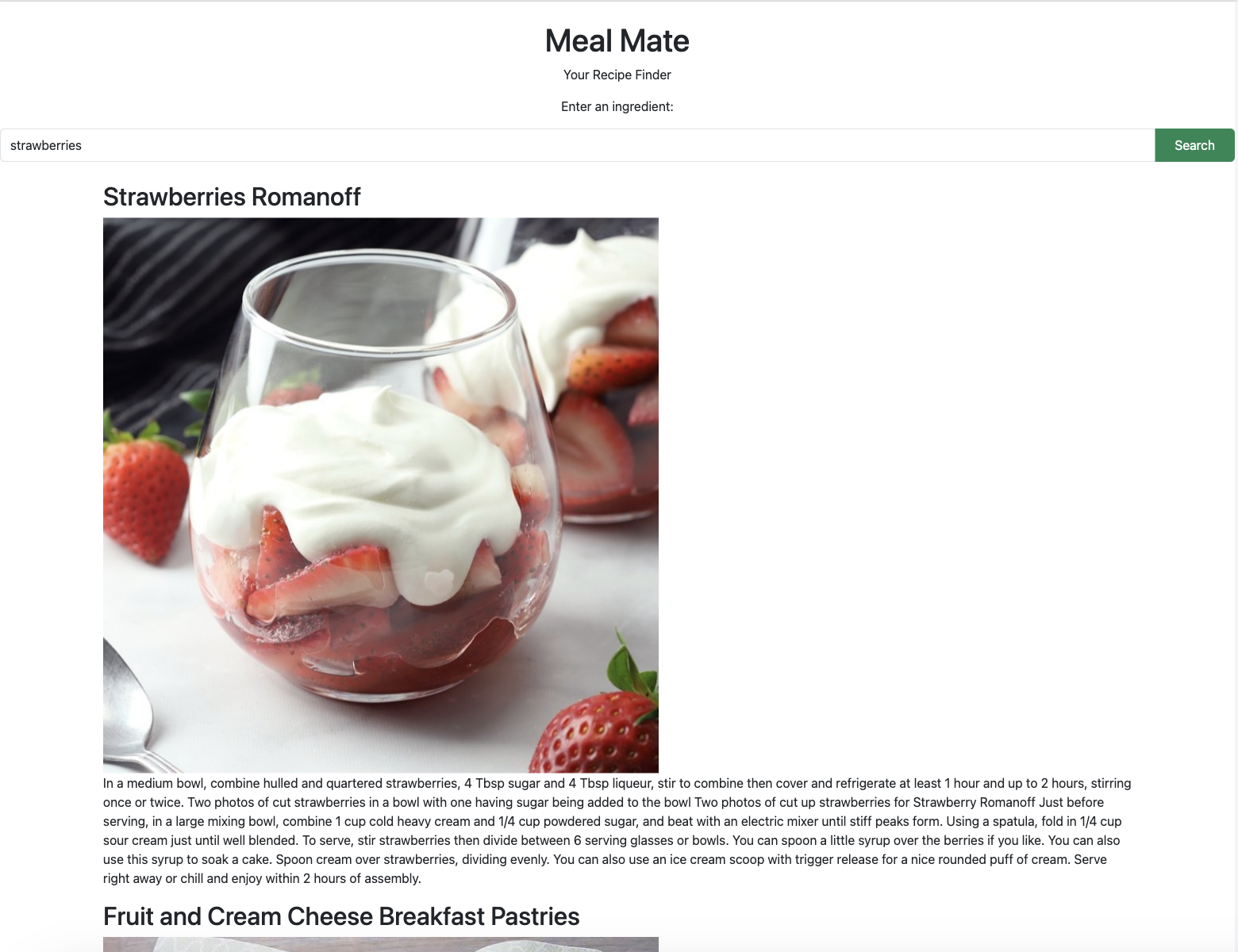 Meal Mate Website Page